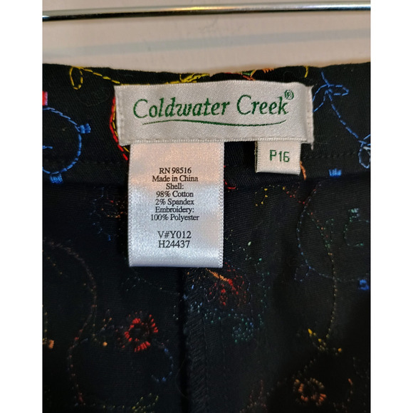 Coldwater Creek Pants Women 16 Petite Multicolor Embroidered Artsy Paisley Capri - Picture 4 of 6